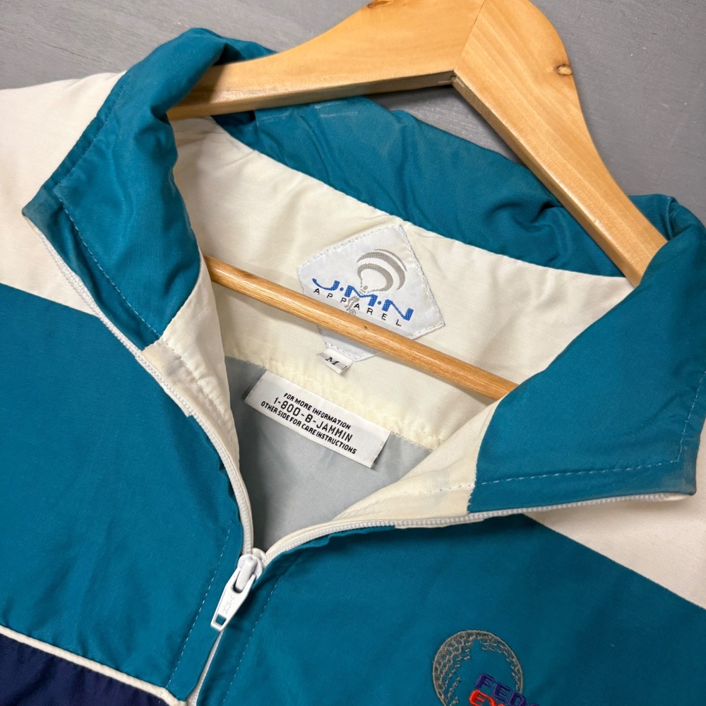 Vintage Windbreaker White Navy Federal Express St Jude Golf Classic 90s Medium - Picture 3 of 6